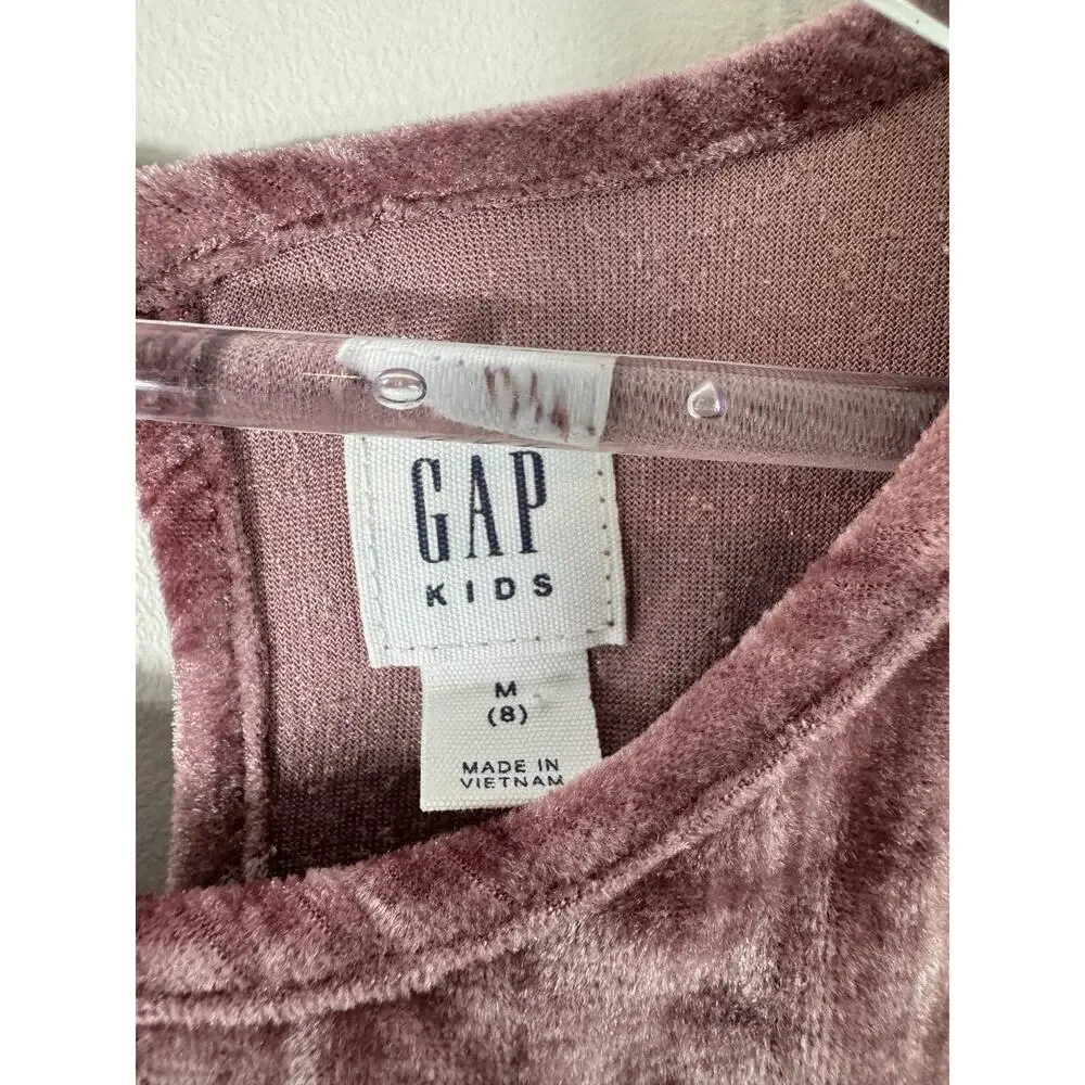 Gap Girls Mauve Velvet Short Sleeve Flowy Dress Size 8 Festive Feminine